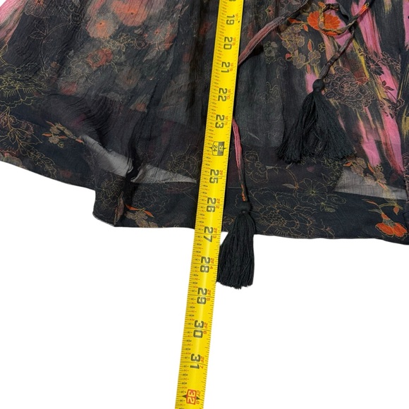 Free People Oversized Sheer Billie Floral Printed Tunic Tassel Tie Women’s Small - Picture 5 of 12